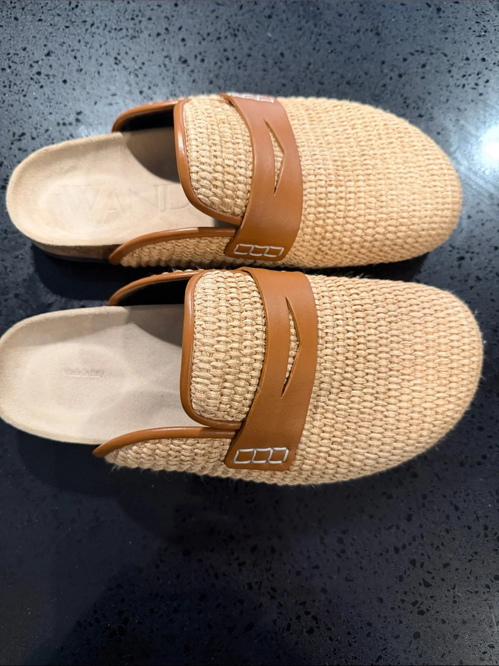Men's JW Anderson Woven Slip-On Mules in Tan